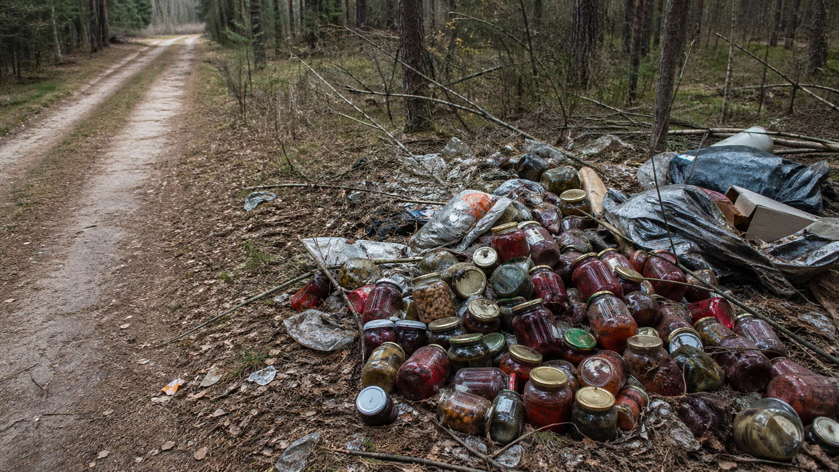 Leśnicy spod Łomży ukarali sprawców wyrzucenia słoików do lasu