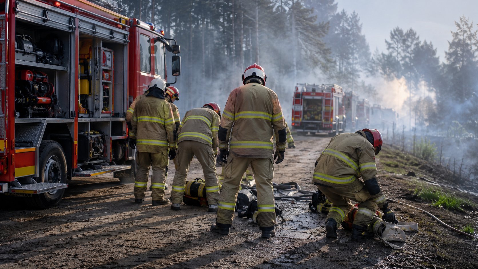 Podlascy strażacy pomagają przy dużym pożarze lasu w powiecie wołomińskim