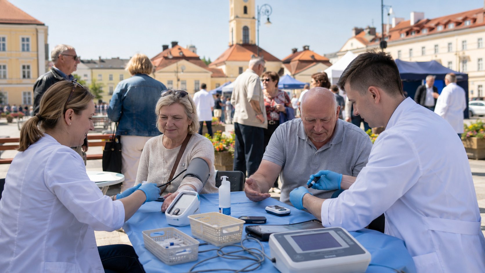 Białystok. Bezpłatne badania ciśnienia, glukozy i EKG na Rynku Kościuszki