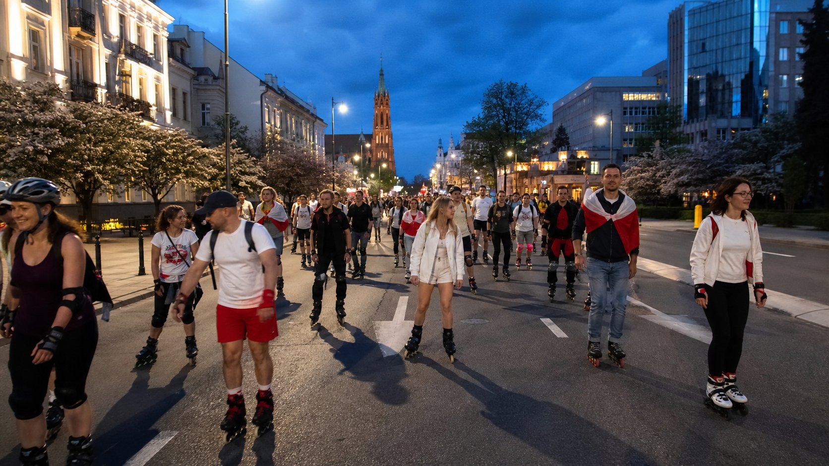 Białystok otworzył sezon NightSkating. Kilkaset osób na pierwszym przejeździe