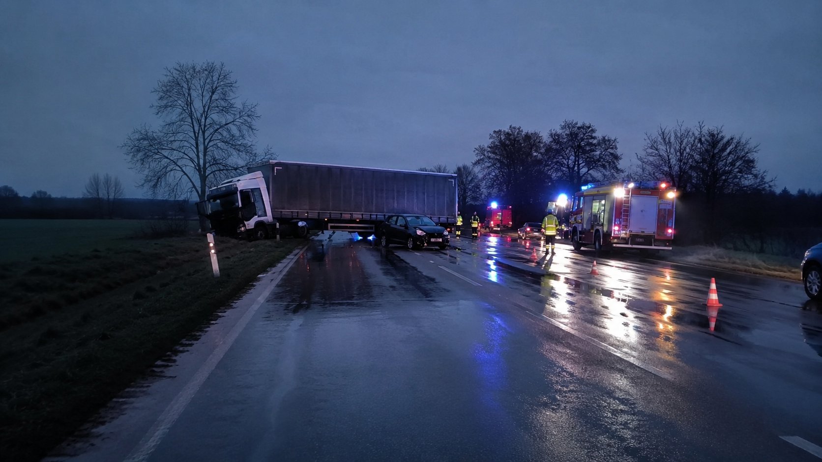 Morgowniki. Nocny wypadek na drodze wojewódzkiej 645