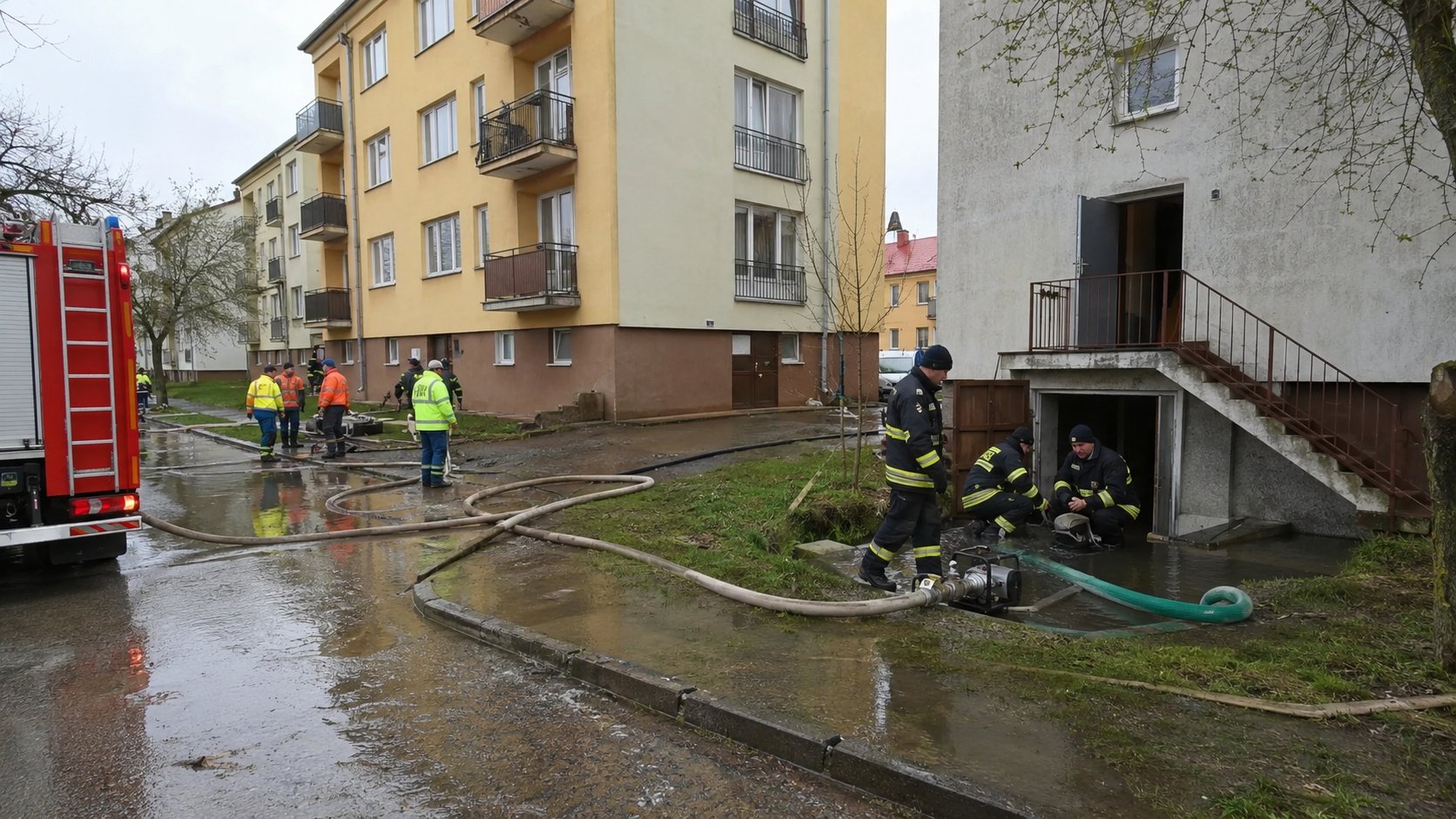 Łomża: awaria sieci wodociągowej przy ul. Spokojnej, strażacy wypompowywali wodę