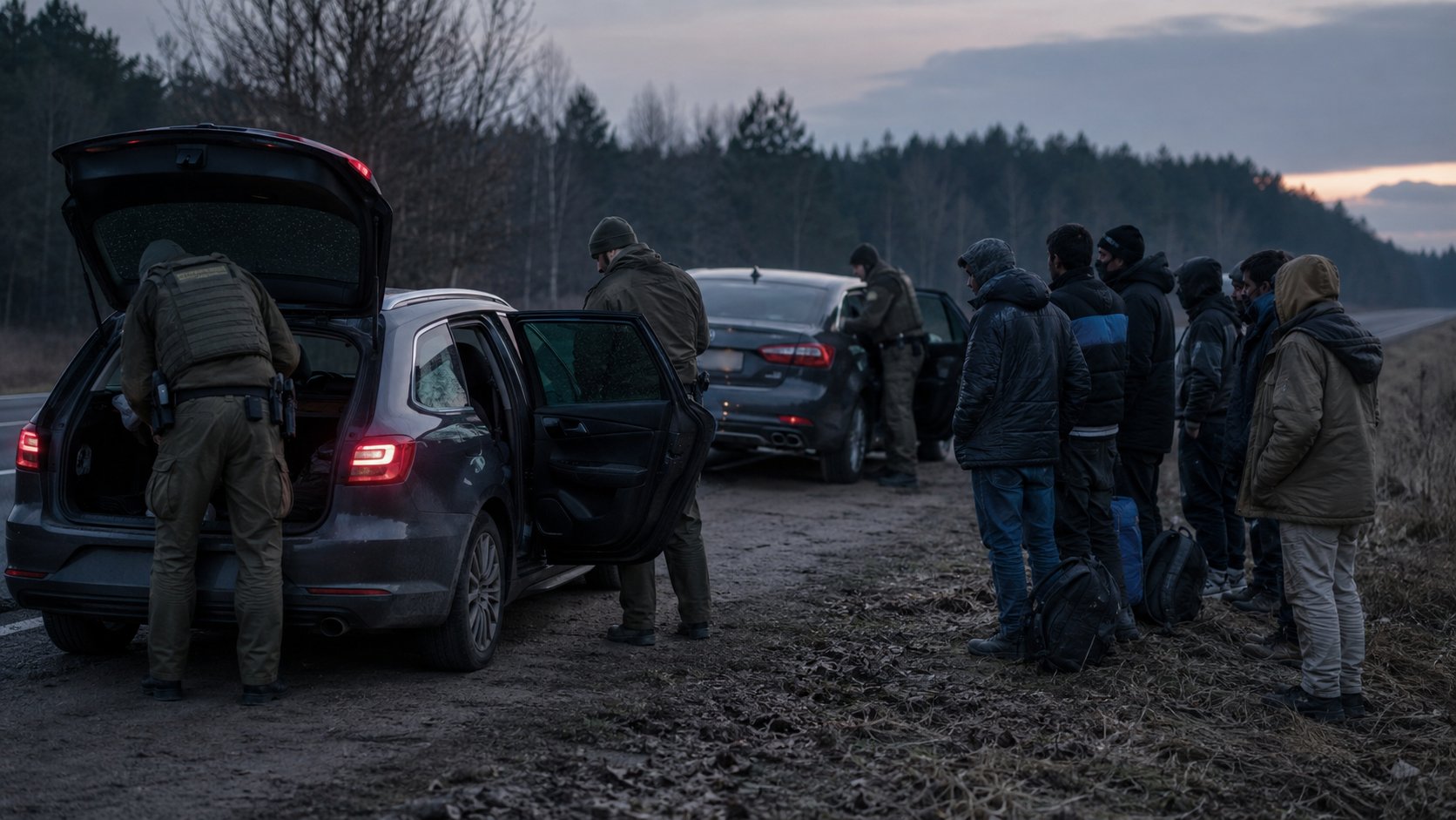 Przy granicy z Litwą zatrzymano czterech kurierów i 25 cudzoziemców