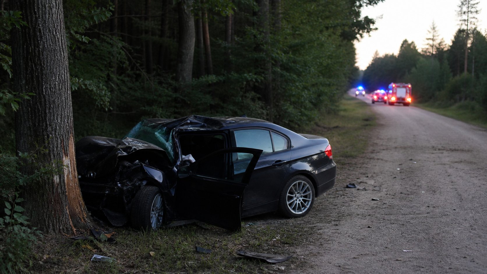 Wypadek w Jednaczewie. Kierowca uciekł po uderzeniu auta w drzewo