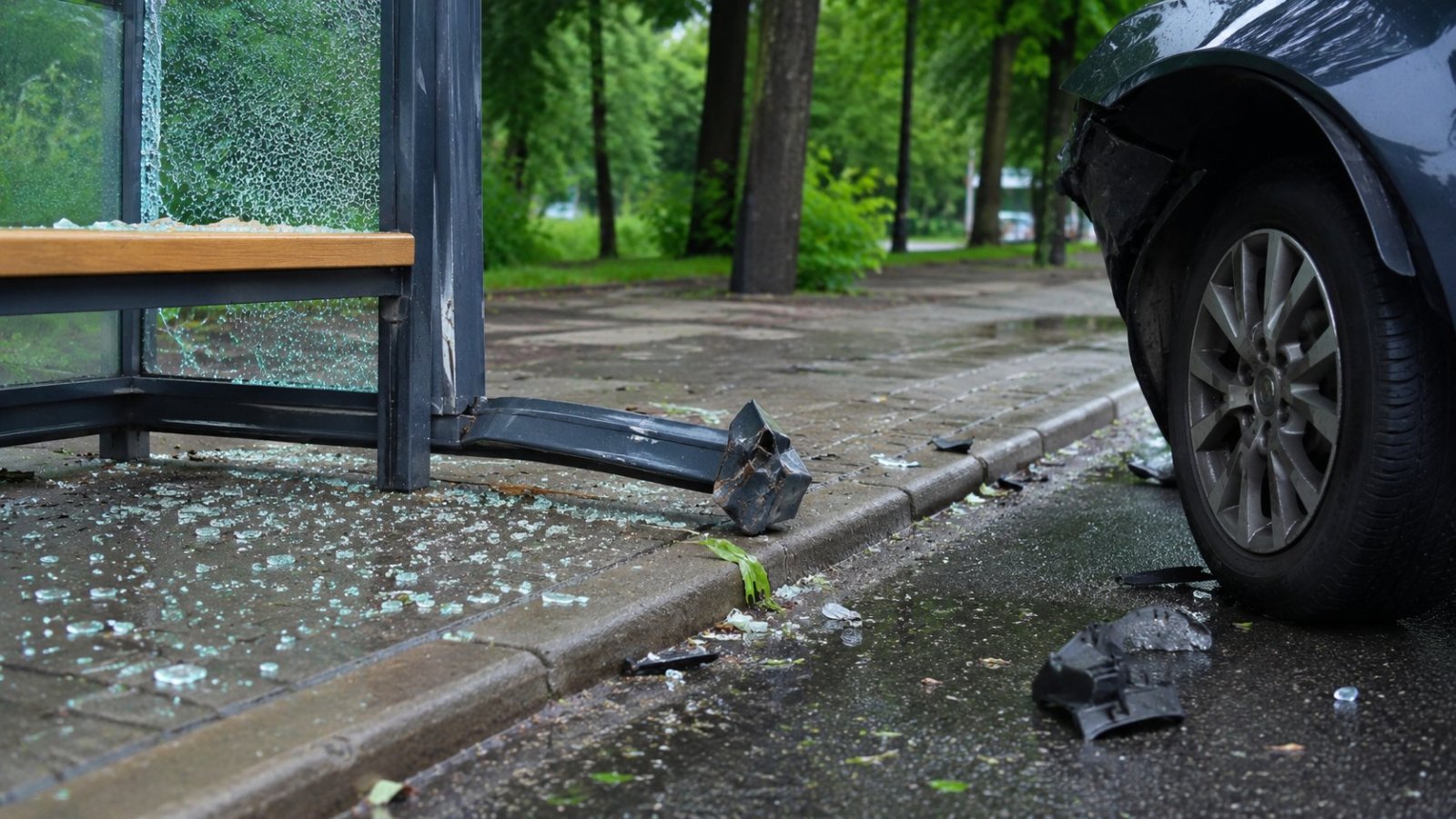 Białystok. Auto uderzyło w przystanek przy ul. Popiełuszki