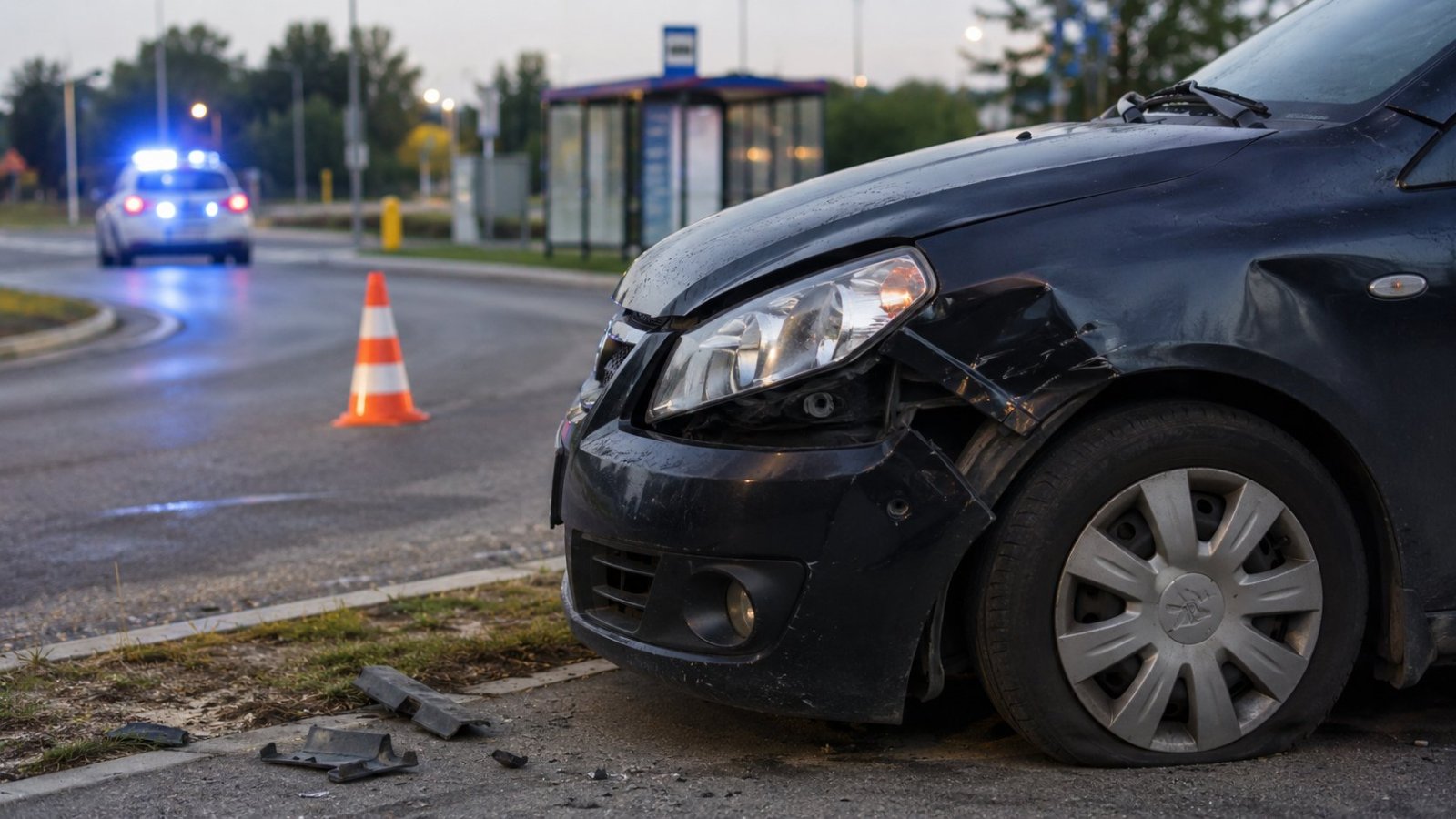 Białystok. Uszkodzone auto na rondzie i dwie nietrzeźwe kobiety