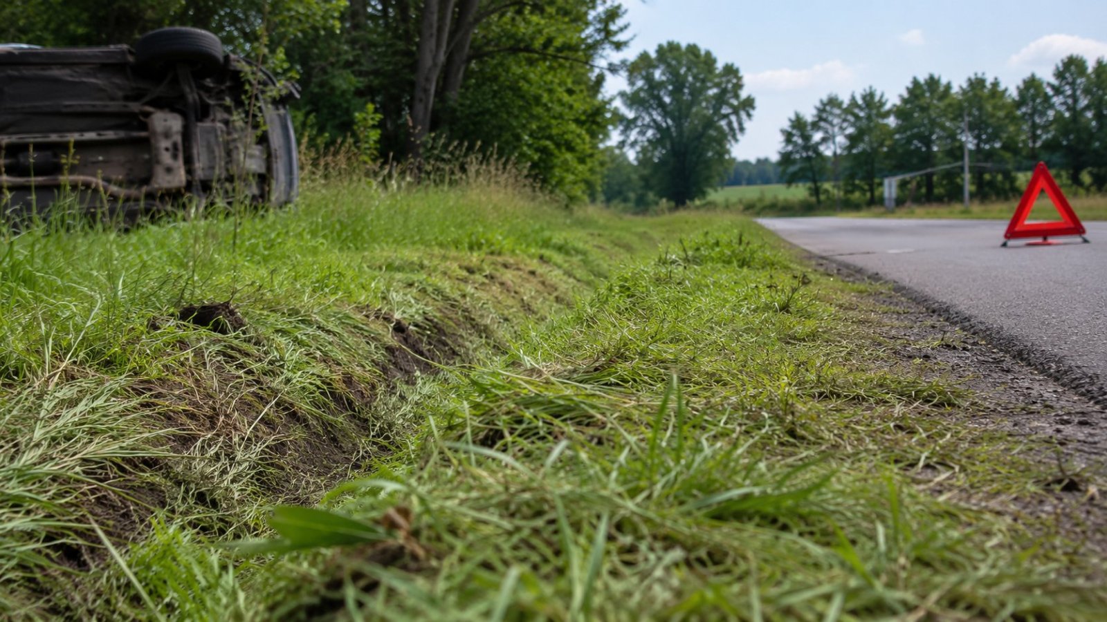 Podkamionka. Auto wypadło z drogi i dachowało