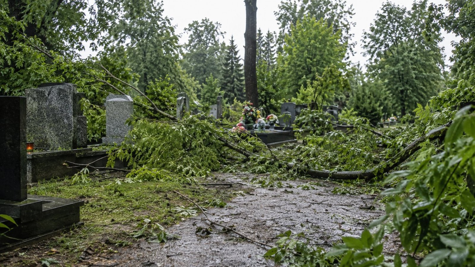 Mostowlany. Nawałnica zniszczyła cmentarz parafialny