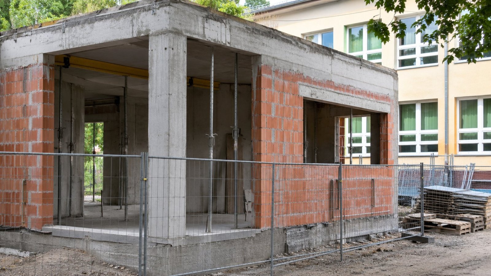 Łapy. Przy SP nr 2 powstaje łącznik do planowanej hali sportowej