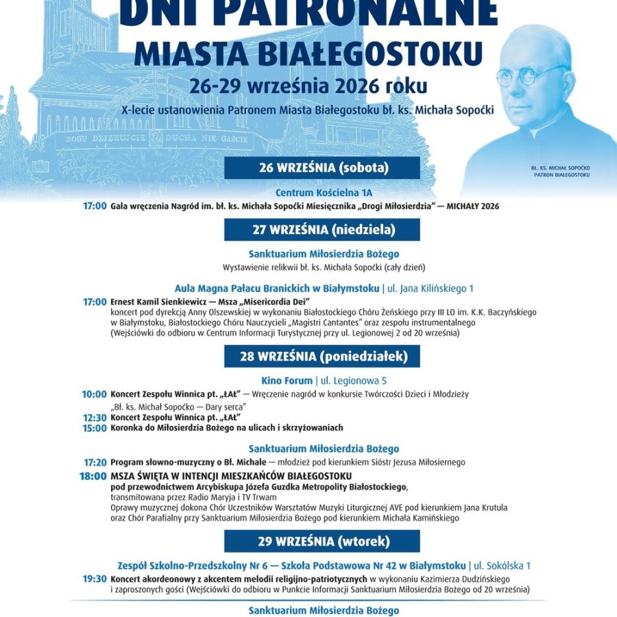 Dni Patronalne Białegostoku od 26 do 29 września