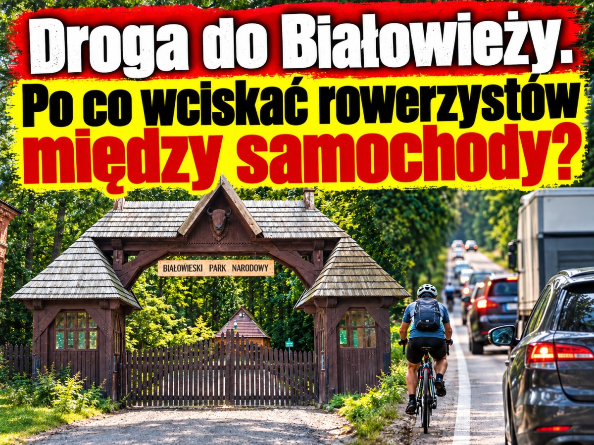Droga do Białowieży. Po co wciskać rowerzystów między samochody?
