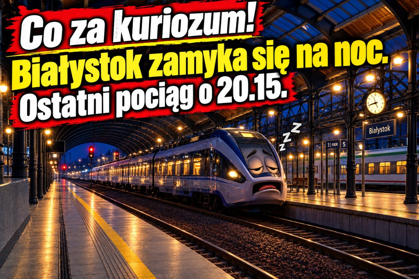 Co za kuriozum! Białystok zamyka się na noc. Ostatni pociąg o 20.15.